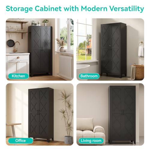 Image of Metal Storage Cabinet with Doors and Adjustable Shelves