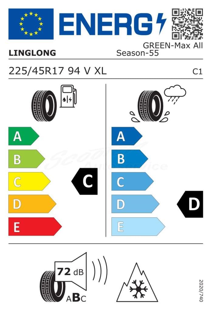 Linglong Green-Max All Season - 225/45/R17 94V - B/E/72dB - Neumáticos All Season (Coche)