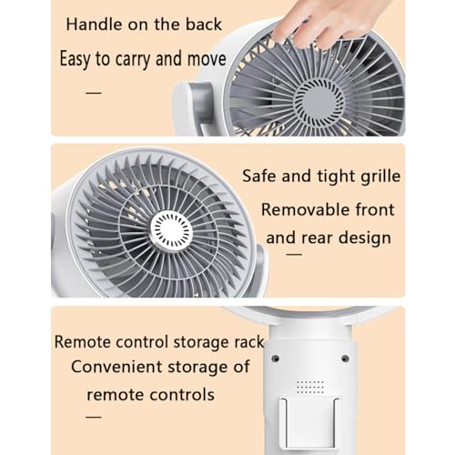 Ventola oscillante Portatile con Telecomando, 3 velocità Whisper Silenzioso Stand Fan, Design Pieghevole Regolabile di Altezza, Facile Trasporto per Il Raffreddamento da Viaggio della Camera da Letto