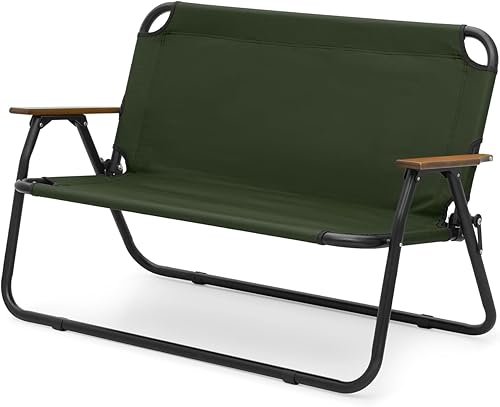 Magshion Silla de campamento de doble asiento de 39 pulgadas, soporta 330 libras para adultos, silla plegable de alta resistencia para 2 personas,
