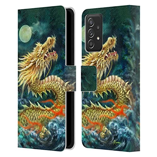 Étui cuir Samsung Galaxy A53 5G dragon asiatique lune