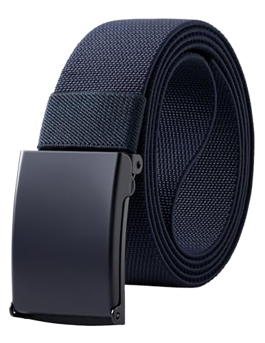 Image of Mile High Life Stretch Canvas Belt for Men, Golf Casual Elastic Web Belt, Top Military Buckle, Adjustable Cut to Fit