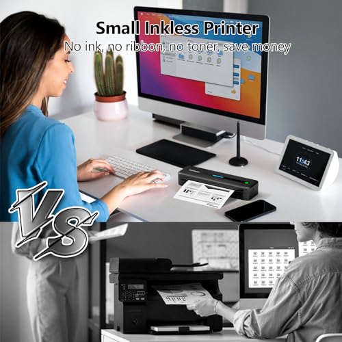 Phomemo Papel para impressora térmica M832, 4 rolos, papel térmico A4, impressão térmica avançada, r