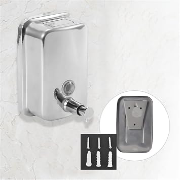 Wall Mounted Soap Dispenser for Bathroom Commercial Wall Liquid Dispenser Stainless Steel Hand Sanitizer Dispenser for Kitchen Garage Office Hotels Restaurants or Home Use 500ml (Brushed Silver)