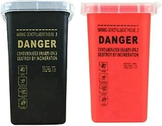 ポータブルシャープコンテナ 美容院用 ニードルディスポーザービン プロのラボや自宅用 アウトドア用小型容器 (ブラック&レッド)