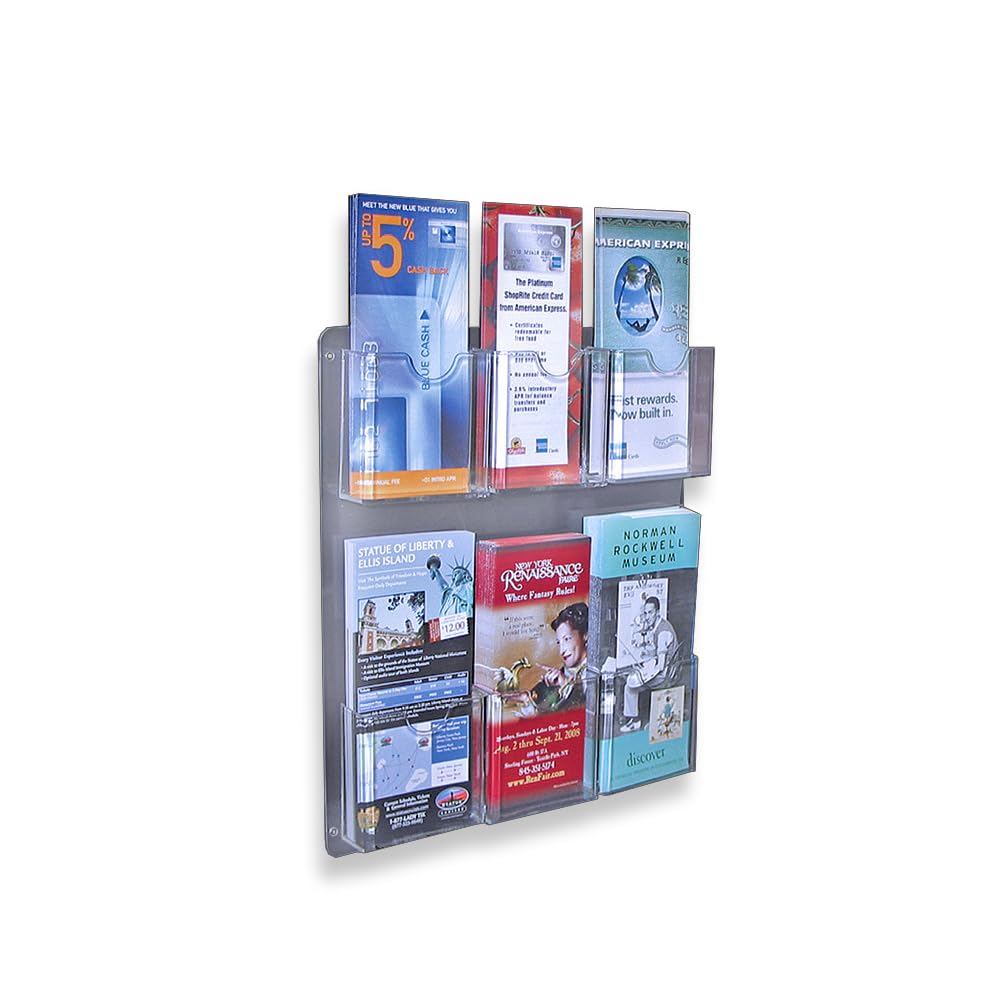 Azar Displays 252066 6-Pocket Wandhalterung Prospekthalter 2-teilig