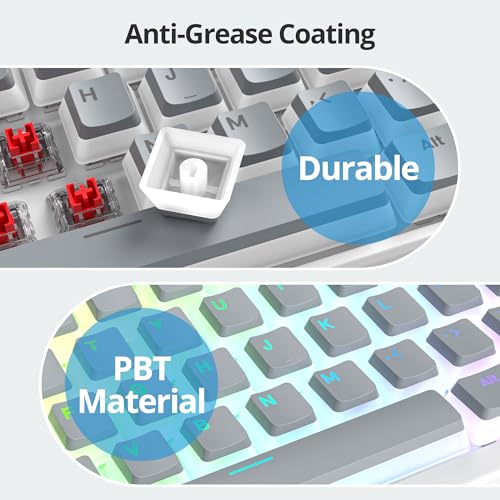 Image of PBT Grey Pudding Keycaps Set 117 Keys, Double Shot Translucent OEM Profile for ISO & ANSI Layout 61 /68 /84 /87 /104 Keys Mechanical Keyboard(Grey Pudding)