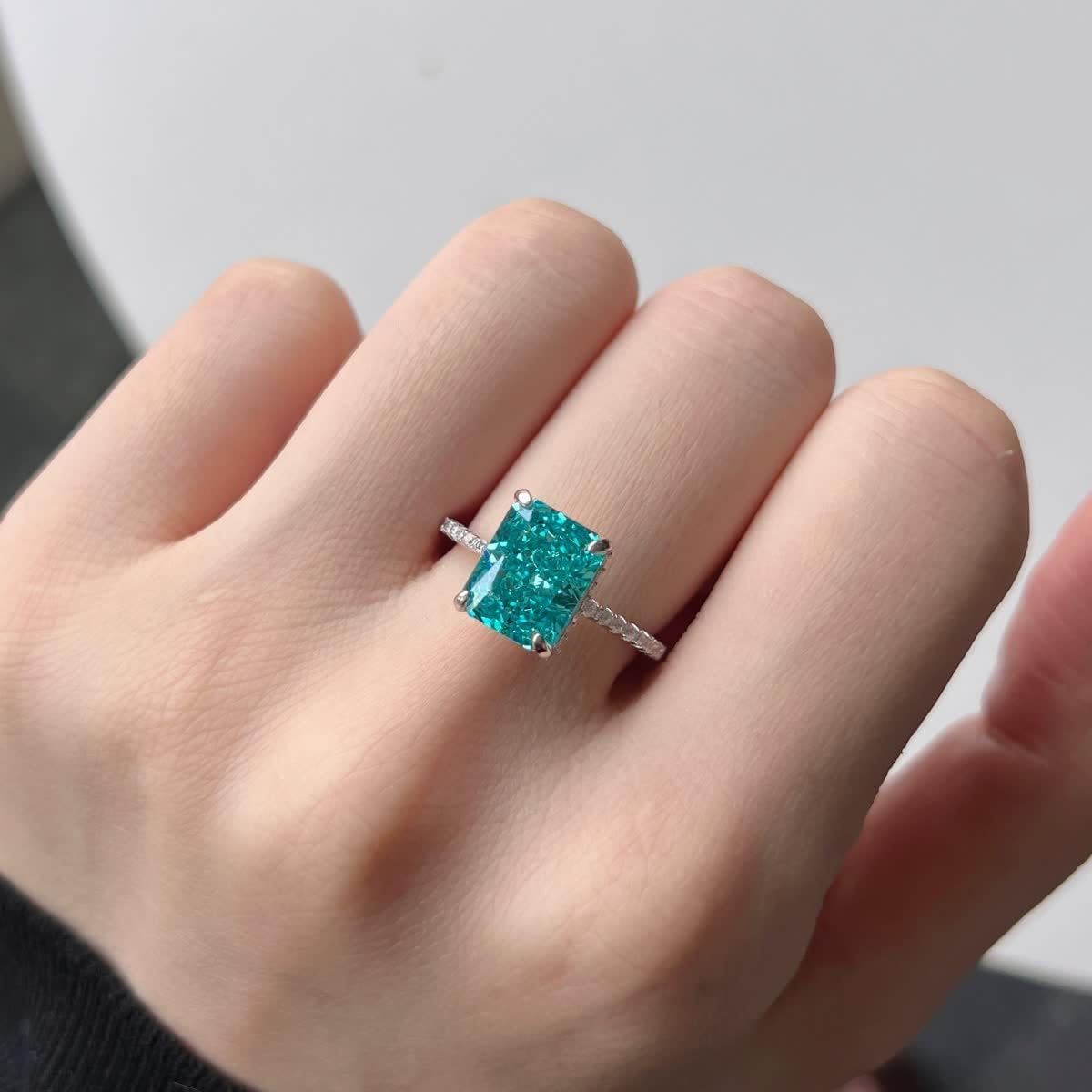 DY120083-S-W-WH-6 quarry diamond Thin Double Layered Fashion Simple CZ 5A Elegant Silver Rings s925 Sterling Rings
