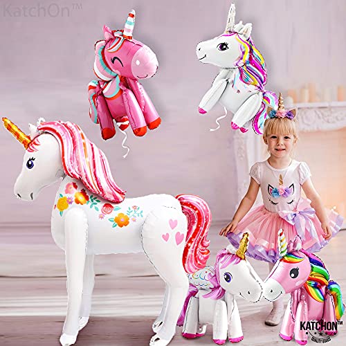 Katchon, Giant Self Standing Unicorn Balloons - 46 Inch, Pack Of 5 | 3D Unicorn Mylar Balloons For Unicorn Birthday Decorations For Girls | Unicorn Decorations For Birthday Party | Unicorn Party Decor #TOP2