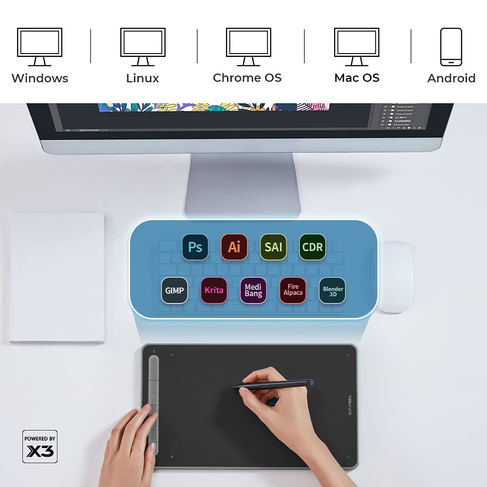 XP-PEN Deco LW Tavoletta grafica Bluetooth, 10"x6" Wireless con X3 Smart Chip, 60° Tilt con penna senza batteria (Nero)