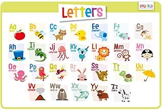 merka Kids Placemats Educational Placemat Non Slip Reusable Plastic Toddlers Alphabet ABC Letters Fun Activities and Learning Placemat for the Dining and Kitchen Table for Kids and Toddlers Ages 2-4