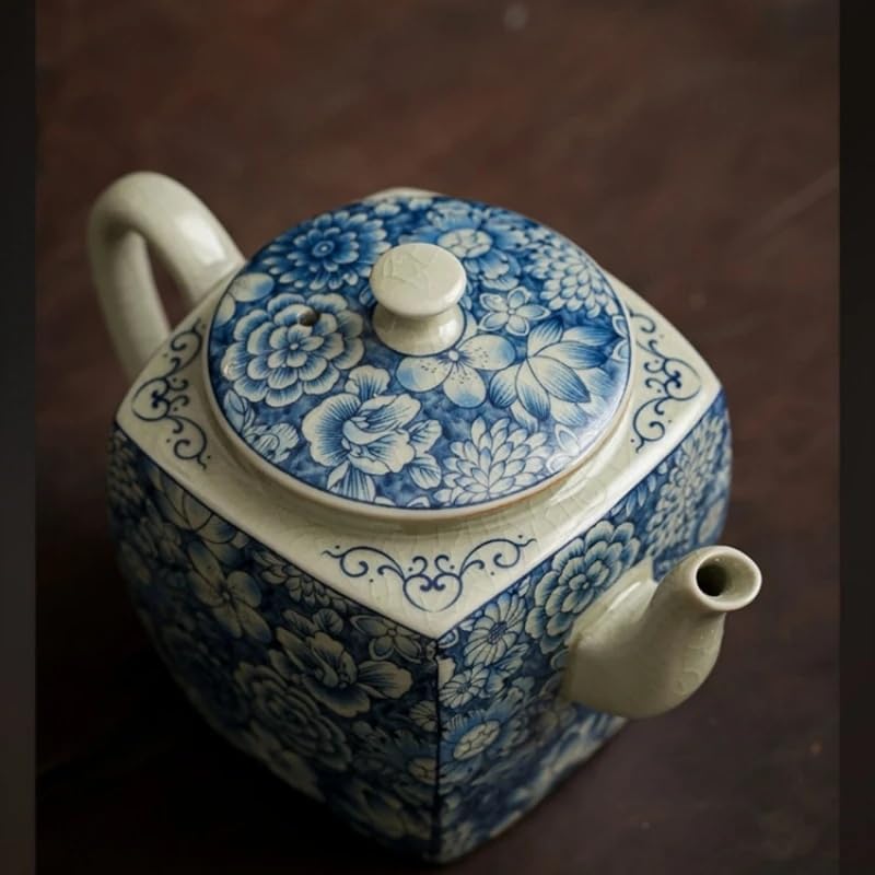 Ceramiczny czajnik w kolorze niebieskim i białym, czajniczek i zestaw do herbaty, domowy zestaw do herbaty w stylu retro, chiński zestaw do ceremonii parzenia herbaty