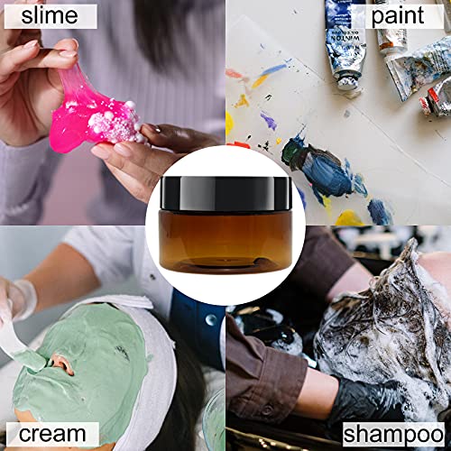 24 Pack 2 OZ (60ml) Amber Plastic Jars With Lids, 12 Spatulas, A Pen, Labels - PET Storage Container for Cosmetic, Cream, Gel, Lotion-Beauty Travel Jars Plastic Slime Jars4