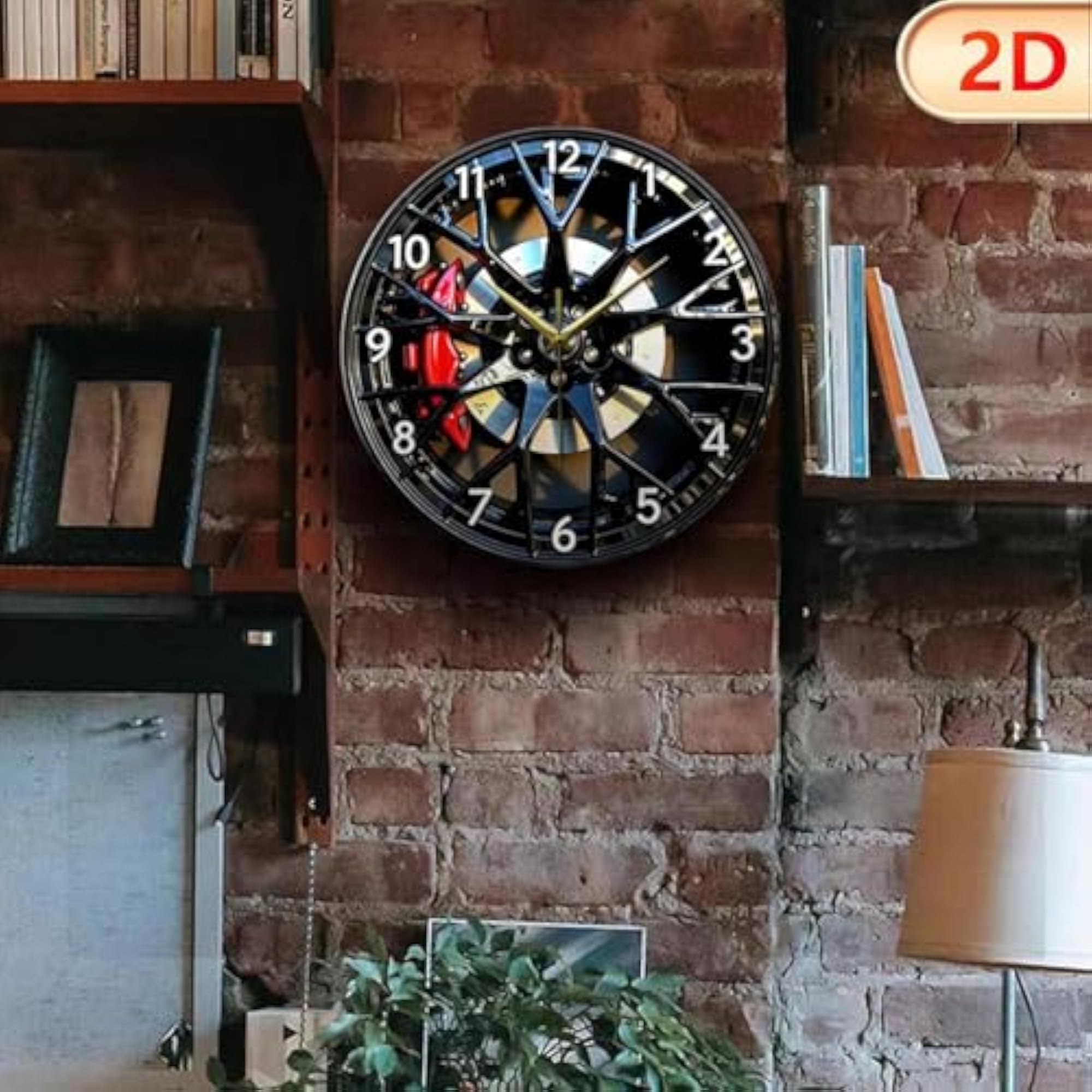 Car Wheel Wall Clock, Silent Tire Rim Decor, 20cm