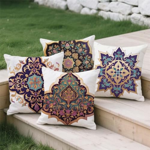 Housse de coussin 40x40cm bohemia gifts lot de 4 imprimé double face pour offrir