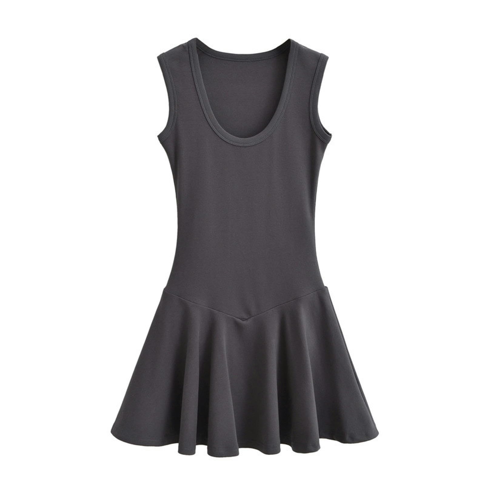 Robe courte ajustee col rond sans manches : restez fraiche et chic