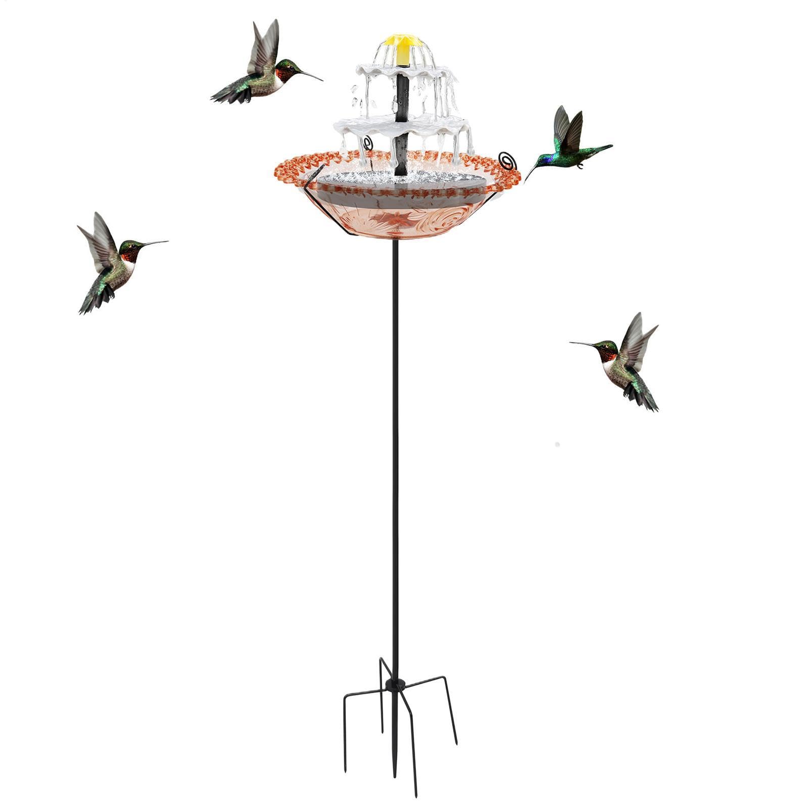 Fuente Solar para Baño de Aves Bebedero para Pájaros Azules de Jardín | Recipiente de Agua para Colibríes Para Jardineros, Propietarios, Naturalistas, Patio, Terraza, Césped, Balcón, Parque, Escue