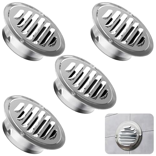 TTYSHIP® 4 Stück Lüftungsgitter Edelstahl, Rundes Lüftungsgitter 100mm...