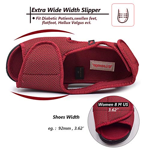 W&LESVAGO Women's Open Toe Diabetic Slippers Width Adjustable, Arthritis&Edema Shoes for Swollen Feet MS6010W2