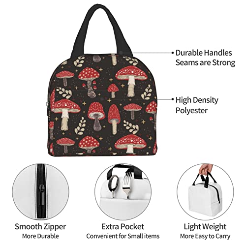Pubnico Cute Mushroom Lunch Box, Bento Box Insulated Lunch Boxes Reusable Waterproof Lunch Bag With Front Pocket For Office Picnic Hiking Beach #TOP6