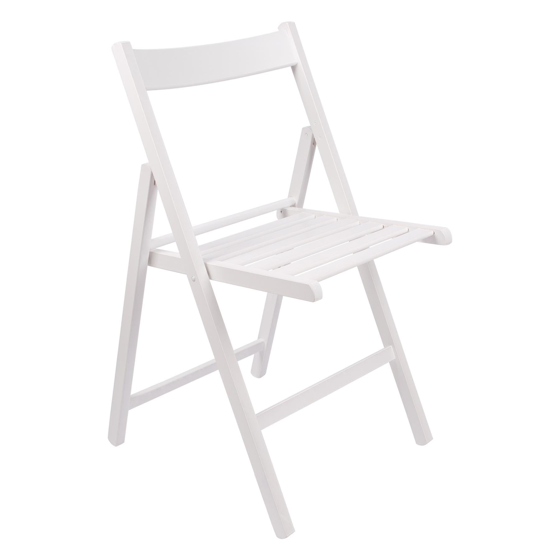 1x Blanco Madera de Haya Silla Plegable - Interior Hogar Oficina Escritorio de Computadora Cocina Comedor Asiento de Madera - Por Harbour Housewares