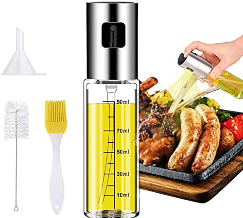 Olive Oil Sprayer for Cooking, Food-Grade Glass Oil Spray Bottle Oil [ Comes with funnel oil brush cleaning brush ] Oil Sprayer Mister for Cooking BBQ, Salad, Frying, Roasting, Baking