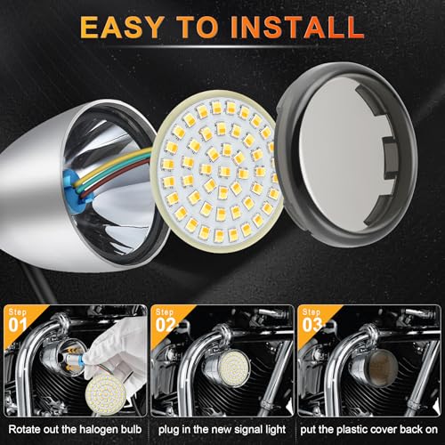 Image of Extremely Bright Front Turn Signals & Running Switchback LED Lights Panel with 1157 Base Compatible for Harley Dyna Street Glide Road King, Motorcycle Accessories, White /Amber