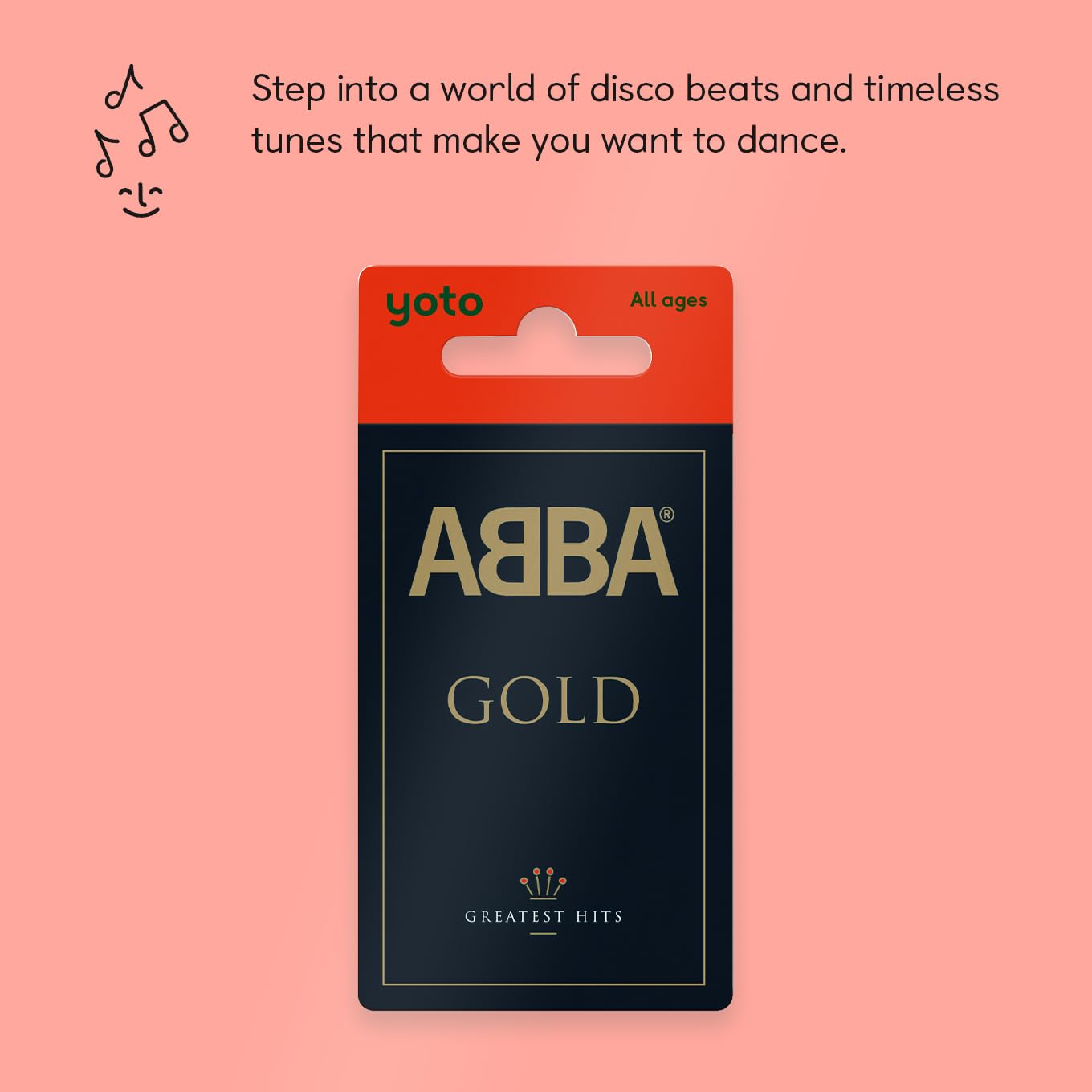 YOTO ABBA Gold - Kids Audio Card for Use with Player & Mini All–in–1 Audio Player, Screen–Free Listening with Fun Festive Music for Playtime Travel & Holiday Parties, All Ages