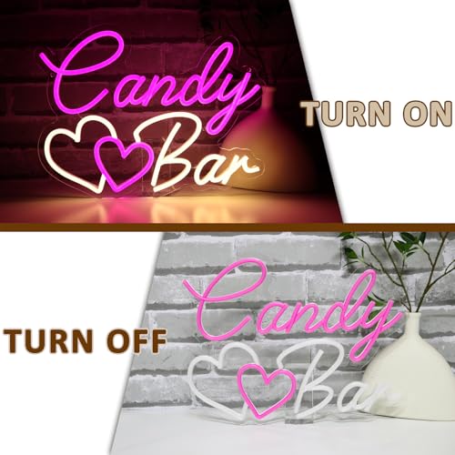 Image of Candy Bar Neon Sign for Wall Decor, 15.4 inch x 11.8 inch Led Signs for Business, USB Dimmable Sweet Bar Neon Lights for Candy Shop Snack Store Home Wedding Party Decoration Wall Art