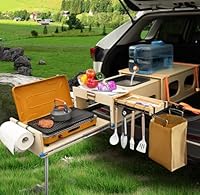 JAGAHAHA Overland Campingküche, Klappbare Campingbox mit Spüle, küchenbox Camping, Stauraum und Platz für 2 Brenner - Linke Seite, Fahrerseite, Schneller Aufbau in 1 Min