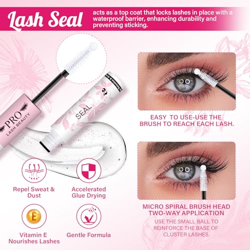 PRO LASHBEAUTY Eyelash Glue,2-In-1 Lash Bond and Seal Clear Glue Strong Hold 72H+ Bond and Seal for Individual Eyelashes, Oilproof Latex Free,Waterproof,Safe No Irritate(10ml,Clear) - Image 3
