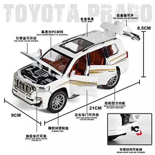 Image of 1:24 Scale Big Toyota Prado SUV Toy Car | Metal Pullback Diecast Car for Kids with Openable Doors, Sound, Light Effects Toy for Car Enthusiasts (Color As Per Available),black