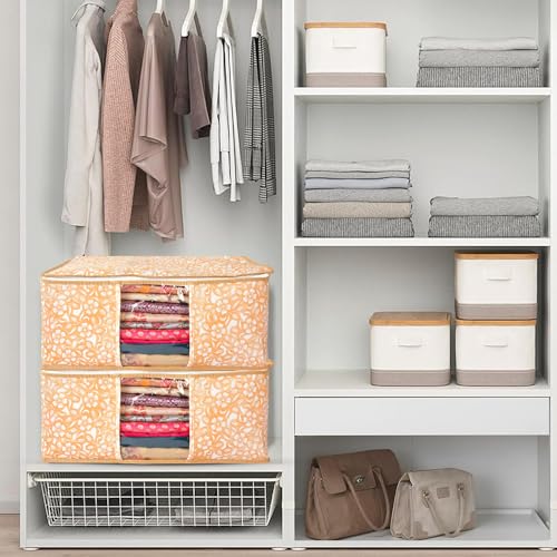 Image of Multipurpose Non-Woven Storage Bags | Zippered Wardrobe Organizer for Clothes & Sarees | Pack of 6