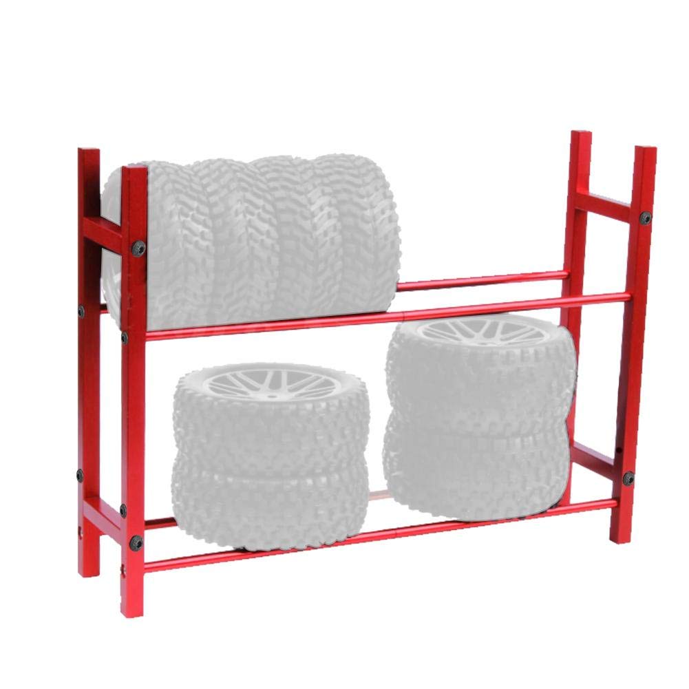 Keenso Scaffale per Pneumatici RC a 2 Livelli in Lega di Alluminio Scaffale per Pneumatici RC 1.9 Pollici per SCX10 90046 D90 1/10 Model Crawler Car