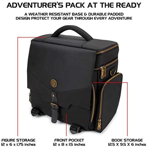 ENHANCE Tabletop DnD Bag - RPG Adventurer's Dungeons and Dragons Accessories Bag with Miniatures Storage, Mat Holder, DnD Dice & Token Pockets, Fits 4-8 Books, DM's Guide, Player's Handbook (Black)