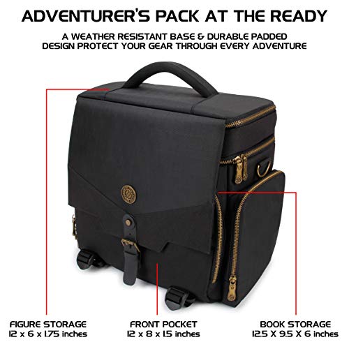 Enhance Tabletop Dnd Bag - Rpg Adventurer's Dungeons And Dragons Accessories Bag With Miniatures Storage, Mat Holder, Dnd Dice & Token Pockets, Fits 4-8 Books, Dm's Guide, Player's Handbook (Black) #TOP1