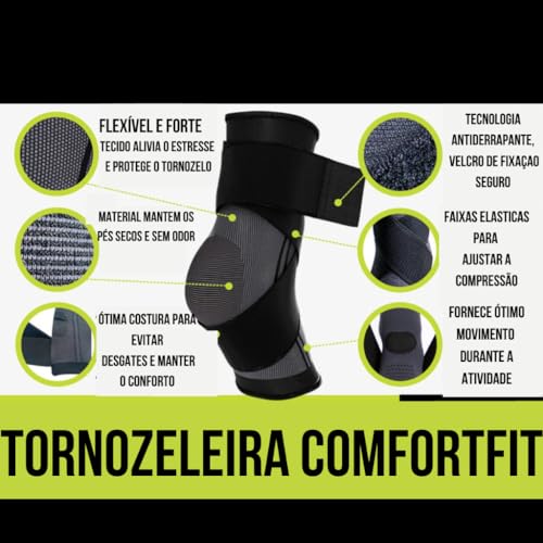 Kit 2 Tornozeleira Compressão Ortopédica Ajustável Elástica Estabilizadora de Proteção Crossfit Acad