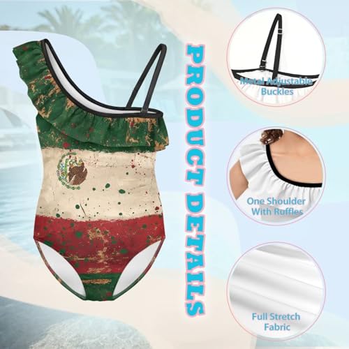 Image of Girls Swimsuit One Piece Ruffle Swimsuit Non-Slip Straps UPF 50+ for Girls Size 3-14 Years