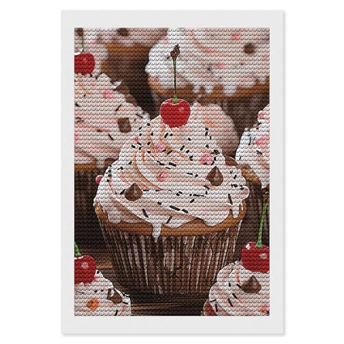 Kit broderie diamant complet strass ronds pour loisir créatif adulte cupcake