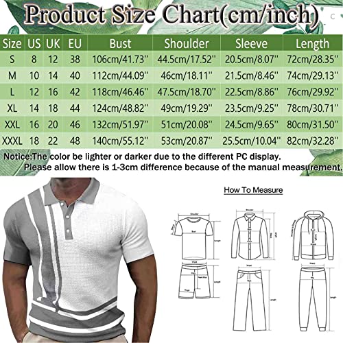 STKOOBQ Camiseta masculina de verão xadrez manga curta com lapela listrada colorida, Caqui, P