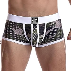 JOCKMAIL Homme sous-vêtements Boxer Briefs Respirant et Respirant Doux Évacuation de l’humidité sous-vêtements pour Hommes (FR/ES, Alpha/Lettres, M, Taille Normale, Taille Normale, Blanc)