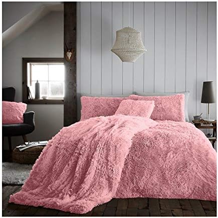 Hug and Snug Duvet Set Polyester Super Soft Warm and Cozy Fluffy Fur Fleece Double Bed Size, Hug & Snug Grey