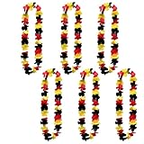 6 Stück Deutschland Fanartikel Blumenkette,Deutschland Hawaii Kette Deko,Flagge Girlanden Schwarz Rot Gelb,Blumenketten,Fußball Party Deko,Halskette Accessoires,Geburtstag Zubehör für Fußballpartys
