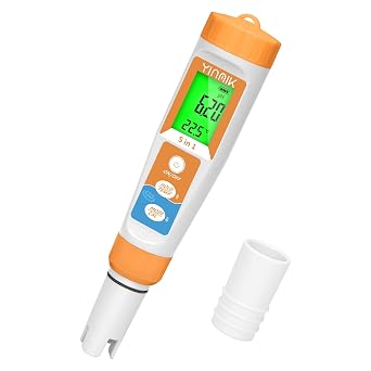 YINMIK pH Meter Salt Tester, Pool Salt Test Kit, Digital Salinity Tester with ATC, 5 in 1 pH TDS EC Salinity Meter for Saltwater Pool, Hot Tubs, Spas, Aquarium, Hydroponics System, Home Brew