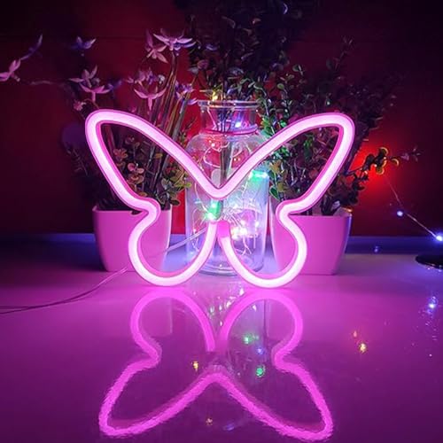 Image of 3PCS LED Neon Light Sign Butterfly Neon Signs Home Night Lights for Kids' Bedroom Decorative lamps Wall Art Romantic Christmas Birthday Gift