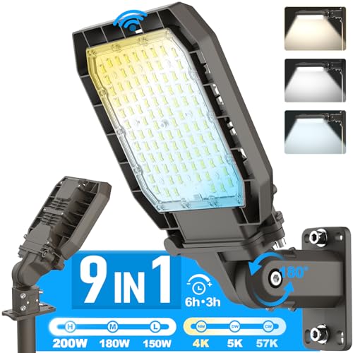 AKK LED Parking Lot Light 200W/180W/150W & 4000K/5000K/5700K Selectable, Timed