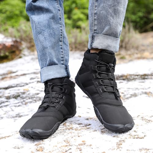 Winter Snow Boots for Women & Men | Minimalist Winter Snow Boots Barefoot | Warm Ankle Booties | Zero Drop Sole | Wide Toe Box | Slip on Sneakers | Waterproof Fur Lining Warm Snow Ankle Boots3