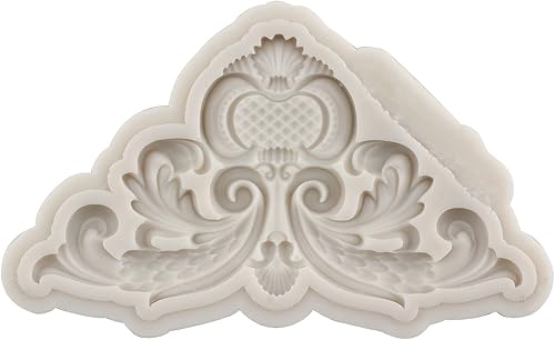 Miniatura 9 de MYPRACS Moldes de silicona estilo barroco con espirales, moldes de encaje, moldes de flores en relieve, molde de filigrana para decoración de pastel