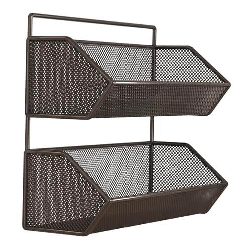 PETSOLA Cesta de Montaje en Pared, , Cesta Adhesiva Duradera, Contenedor de Malla de Almacenamiento, Colgante para Cocina, para