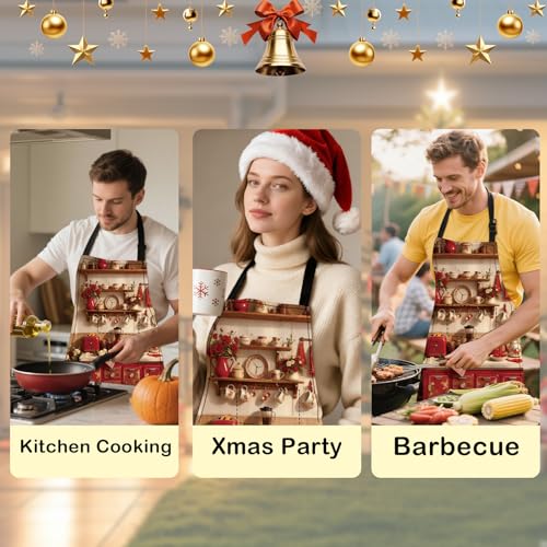 Image of Nuxovilar Cute Cooking Kitchen Apron, 26.77 * 30.7 Inches, Essential for Kitchen Cooking, Baking, Festive Gatherings